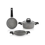 Esmo Home Schäfer Eternal Derin Tencere 18CM+SAHAN 18CM+TAVA18CM-GRI - Option-1 - --