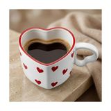 Esmo Home Seramik Kulplu Kupa Bardak, 250 ml Geniş Kapasite, Kırmızı Kalp Desenli Tasarım, Ev Ofis Restoran Için Kullanıma Uygun El Yapımı Seramik Kulplu Çay Kahve Espresso Latte Sunum Bardağı - Option-1 - 0 - Siyah