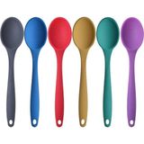 Esmo Home Silikon Büyük Boy Kaşık Seti, Yanmaz Yapışmaz, Çok Renkli - Mavi, Sarı, Yeşil, Kırmızı, Antrasit, Mor - 27 Cm, 6 Adet Set, Bpa Free - Kestane Akaju - Option-1