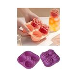 Esmo Home Silikon Gül Şekilli 4 Bölmeli Buz Kalıbı, Jöle ve Sunum Için - Option-1 - 001-Renkli