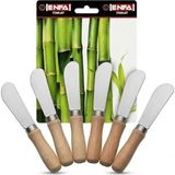 Esmo Home Smartizi 6 Parça Doğal Bambu Tereyağı ve Reçel Sürme Spatulası - Ahşap Kahvaltılık Bıçağı Seti - Option-1 - 51R-Turuncu