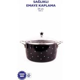 Esmo Home Star Emaye Yıldız Desenli Fritöz/kızartma Tenceresi (24CM-4LITRE) - Option-1 - --