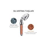 Esmo Home Tasarruflu Duş Başlığı | 21 Cm, Mineral ve Anyon Taşlı Su Arıtmalı Basınçlı El Duşu – Su ve Enerji Tasarrufu Sağlar - 1 lt
