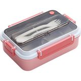 Esmo Home Vagonlife Bento 1000ML Lunchbox Tek Katlı 3 Bölmeli Çelik Sefer Tası Yemek Kutusu (Pembe) - Kestane Akaju - Option-1