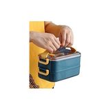 Esmo Home Vagonlife Bento 1400ML Lunchbox 2 Katlı Çelik Sefer Tası Yemek Kutusu (Pembe) - Kestane Akaju - Option-1