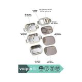 Esmo Home Vagonlife Bento 1450ML Lunchbox Üç Katlı 5 Bölmeli ve Mini Sosluklu Çelik Sefer Tası Yemek Kutusu (Yeşil) - Kestane Akaju - Option-1