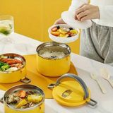Esmo Home Valkyrie 3 Gözlü Çelik Penguen Desenli Sarı Termal Bento Kutusu Çocuklar Için Şirin - Kestane Akaju - Option-1