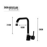 Esmo Home Venita Siyah Mutfak Evye Bataryası Pirinç 360° Oynar Başlıklı - Ahşap - Option-1
