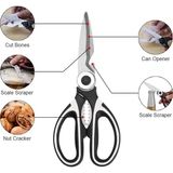 Esmo Home Xesha Keskin Mutfak Makası, Çok Amaçlı Paslanmaz Çelik Makas, Tavuk, Balık, Et, Sebzeler, Otlar, Barbekü, Çiçekler, Kuruyemişler Için Mutfak Makası Ağır Hizmet Tipi Çelik Makas - 01-Siyah