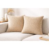 Esna home 2 li set yastık & Kırlent Kılıfı, Krem Renk, Puffy Kumaş, 45x45 cm,