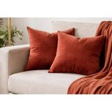 Esna Home Mobilya Kırlent Kılıfı, 2 li set Baby Face Kadife Kumaş, 45x45 cm, Kiremit Kırmızısı, Minimalist Stil, Dekoratif, fermuar kapama