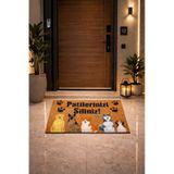 Esnature Köpek Desenli Patilerinizi Silin Yazılı Kapı Önü Paspası 45x70 Cm Çok Renkli