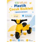 Esnature Plastik Çocuk Bisikleti 3 Tekerlekli Pedallı LED Işıklı Sarı 0-6 Yaş 40 Kg Taşıma Kapasitel