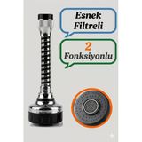Esnek 2 Fonksiyonlu Metal Musluk Başlığı Filtreli Su Tasarruf Aparatı Tüm Musluklara Uyumlu 15 Cm