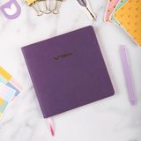 Esnek Kapaklı Noktalı Defter 16,5x16,5 Mor Vegan Deri | 96 Yaprak, 90 gr. Ivory Krem Kağıt, Noktalı İç Dizayn, Yan Boyama