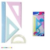 Esnek Ve Kırılmaz 4’Lü Çizim Seti Soft Renk (30 Cm Cetvel, Gönye, İletki)