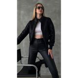 Esnoa Kadın Siyah Parlak Kapitone Crop Mont - 000-Siyah - XL