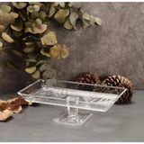 Esonez 950008 Madlen Ayaklı Dikdörtgen Cam Servis Tabağı 17,5 x 28,8 x 21,1 cm - Şeffaf - Belirtilmemiş
