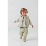 ESPADAKİDS Erkek Bebek Şişme Yelek Ekose Kapüşonlu Sweatshirt Jogger Pantolon 3'lü Takım