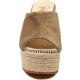 Espadrilles Flash Velour Kahverengi Süet Deri 10 cm Hasır Tabanlı Dolgu Topuklu Kadın Ayakkabı