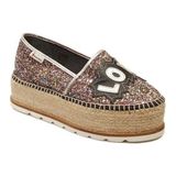 Espadrilles J.love Simli Love Yazı ile Detaylı Hasır Tabanlı Dolgu Topuklu Kadın Ayakkabı - Renkli