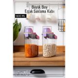 Espas Home 2 Adet Contalı Sızdırmaz Erzak Saklama Kabı / 1800 ml / Pembe