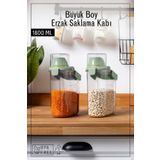 Espas Home 2 Adet Contalı Sızdırmaz Erzak Saklama Kabı / 1800 ml / Yeşil