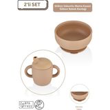 Espas Home 2'li Silikon Bebek Beslenme Seti / Mama Kasesi / Bebek Bardağı - Moka - Renk