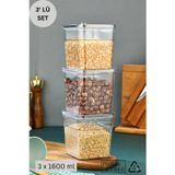 Espas Home 3 Parça Contalı ve Sızdırmaz Kapaklı Saklama Kabı Seti – Buzdolabı ve Kuru Gıda Uyumlu 3x1600 ml