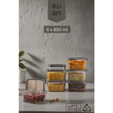 Espas Home 6 Parça Contalı ve Sızdırmaz Kapaklı Saklama Kabı Seti – Buzdolabı ve Kuru Gıda Uyumlu 6x850 ml