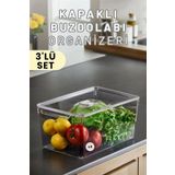 Espas Home Buzdolabı Dolapiçi Düzenleyici Organizer Kapaklı 3'lü Set (Maxi)