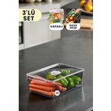 Espas Home Buzdolabı Dolapiçi Düzenleyici Organizer Kapaklı 3'lü Set (Midi)
