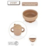 Espas Home espashome 2'li Silikon Bebek Beslenme Seti / Mama Kasesi / Bebek Bardağı - Moka