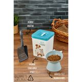 Espas Home Evcil Hayvan Kedi ve Köpek Mama Saklama Kabı & Mama Kabı Seti Kürek Hediyeli 3'lü Set - Mavi