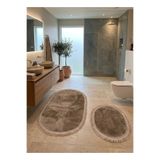Esperya Home Banyo Paspası 60x100 50x60 2 Li Banyo Seti Saçaklı Kaymaz Taban Yıkanabilir Tüylü Peluş Post Halı Yolluk Kilim