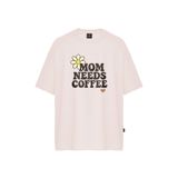 Espina Premium Kadın Mom Needs Coffee Baskılı Oversize Tişört