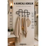 Espoo Design Yapışkanlı Banyo Askısı Siyah Metal Askılık Duvar Askı Organizer Banyo Düzenleyici