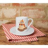 Espresso Patronum Kedi Baskılı Beyaz Türk Kahvesi Fincanı - 001-Renkli - 50 ml
