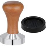 Espresso Tamperi, Ahşap Saplı, Paslanmaz Çelik Düz Tabanlı, Kahve Düzleştirici, 51 mm
