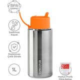 Espressolab Frank Green Neon Turuncu Pipetli Çelik Termos 1 L NO:122 - 1 lt