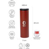 Espressolab Paslanmaz Çelik Kırmızı Uzun Termos 480 ml No:49