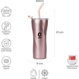 Espressolab Paslanmaz Çelik Rose Metalik Tumbler Termos 550 ml Pipetli Vakumlu Kapaklı NO:135
