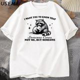 Esprili Rakun T-Shirt Harajuku Hayvan Severler Gündelik Giyim T Shirt Erkek Kadın Nefes Üstle 2811 - Beyaz - XL