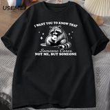 Esprili Rakun T-Shirt Harajuku Hayvan Severler Gündelik Giyim T Shirt Erkek Kadın Nefes Üstle 2811 - Siyah