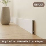 Espumo Kompozit Süpürgelik 8 cm Beyaz | Suya Dayanıklı Parke Duvar Süpürgelik 2,40 m ESP201