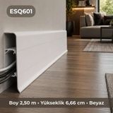 Esquero Kablo Kanallı PVC Süpürgelik 250 cm, Açılabilir Kapaklı, Beyaz, ESQ601
