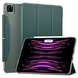 ESR Ascend Üç Katlı Kılıf iPad Pro 12,9 inç (2022/2021) ile Uyumlu, Şeffaf Stant Kilitli Kılıf, Otomatik Uyku ve Uyandırma, Kalem 2 Kablosuz Şarj, Buzlu Orman Yeşili
