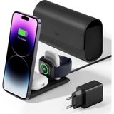 Esr Halolock 3 In 1 Iphone + Airpods + Apple Watch Magsafe Deri Seyahat Şarj Standı Siyah ( Apple Mfm Lisans ) + ( 20W Şarj Adaptör ile Gelir )