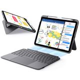 ESR iPad 11 (A16) / 10 Nesil Klavyeli Kılıf, Ultra Hafif | Manyetik Çıkarılabilir Klavye, Sağlam Stand, Büyük Trackpad, DEU QWERTZ, Flex Serisi, Koyu Gri