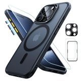 ESR iPhone 15 Pro Max için kılıf seti (5'i 1 arada), şeffaf mat kılıf, ekran koruyucu folyo ve kamera korumalı, MagSafe ile uyumlu, askeri standart koruma, Classic serisi, mat siyah